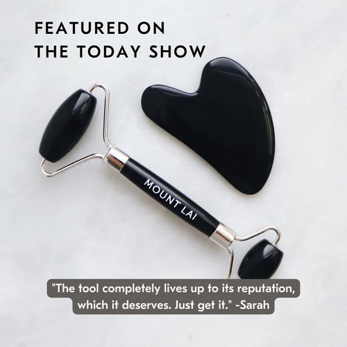 Mount Lai - The Black Obsidian Facial Spa Set | Obsidian Face Roller and Gua Sha Set | Gua Sha Tools to Relieve Muscle Tension and Reduce Puffiness | Anti Aging Skin Care Sets for Women