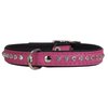 Dogs My Love Rhinestone Genuine Leather Dog Collar (Pink, 8"-9.5" Neck)