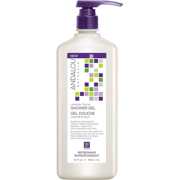 Andalou Naturals Mind & Body Refreshing Shower Gel, Lavender Thyme, 32 Ounce