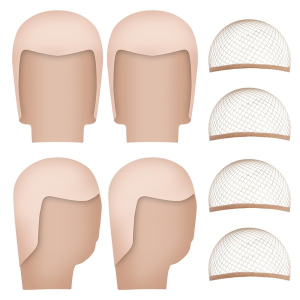 Jspupifip 8 Pcs Halloween Bald Caps, 4 Pcs Makeup Latex Bald Cap 4 Pcs Skin Wig Caps Bald Head Caps Cosplay Costume Accessories for Women Men Adults Halloween Theme Party Decorations Supplies