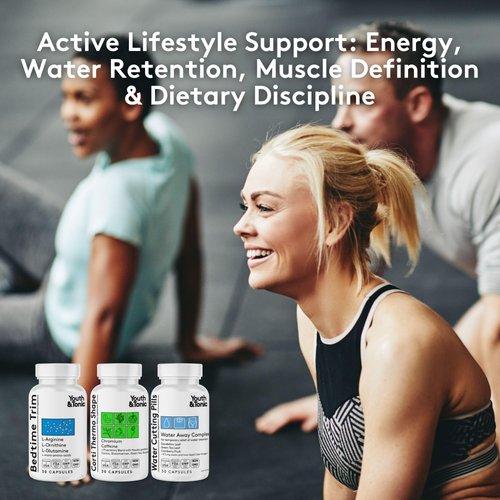 Youth & Tonic Shred Sculpt Lean 3 x Diet Pills w Water Weight Away & Cortithermo Shape & Bedtime Trim as Support for Metabolism Energy Cravings Water Retention Loss & Belly Bloating for Women & Men