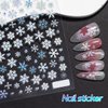 5D Embossed Christmas Laser Nail Stickers for Nail Art Holographic Blue White Snowflake Self-Adhesive Nail Decals Winter Bronzing Nail Art Supplies Christmas Acrylic Nail Art Stickers for Women Kit