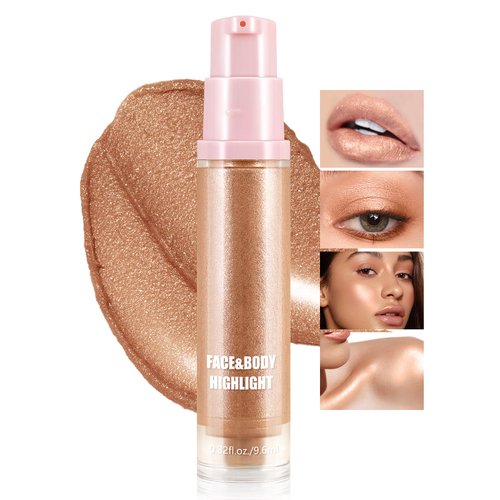 Boobeen Liquid Highlighter Makeup, Shimmer Cream Liquid Illuminator Contour for Face and Body, Smooth Glow Natural Looking Waterproof Liquid Highlight Brightening Make Up