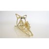 Generic Long one sided round crystal bow gold metal hair claw clip for medium thick hair
