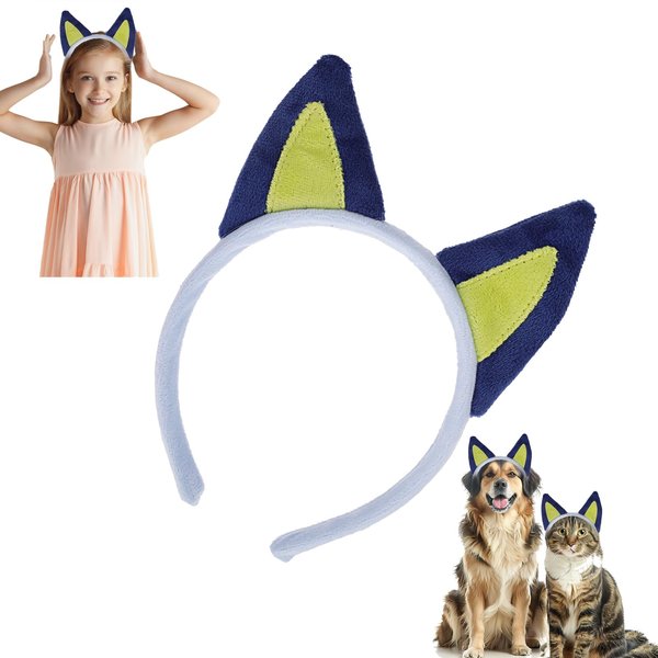 Sibba Shepherd Dog Headband Cute Hat Ears Hairband Animal Caps Headwear Soft Headpieces Costumes Hair Accessories Women Hair Band for Makeup Spa Gifts Cosplay Washing Party(Blue)