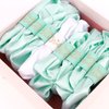 Semato 8 Pcs Satin Scrunchies - Bridesmaid Gifts, Bachelorette Party Favors, Wedding Party Favors (white+mint green)
