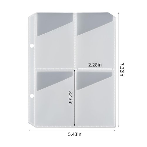 Jeachan 10 Pack 4 Pocket Sleeve for Yoto Card case, 2 Holes Fit 2 Rings Card Case Card Holder Card Binder, Transparent, Yoto-Inner-10P