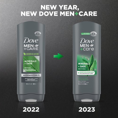DOVE MEN + CARE Elements Body Wash Mineral+Sage 18 oz Effectively Washes Away Bacteria While Nourishing Your Skin