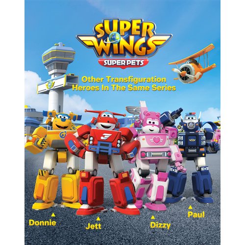 Super Wings Jett 7" Tall Superwings Jett Robot Suit and 2” Scale Transforming Jett Mini Figure , Transforming Robot & Transforming Fire Truck Toy Vehicle Playset, Gifts for Boys Girls Kids Child