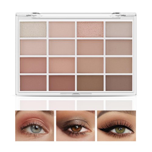 AFGHOUZ Neutral Pink Eyeshadow Palette, Brown Powder Eye Shadow Makeup, Matte Shimmer Shades Create Natural Eye Look, 16 Shades