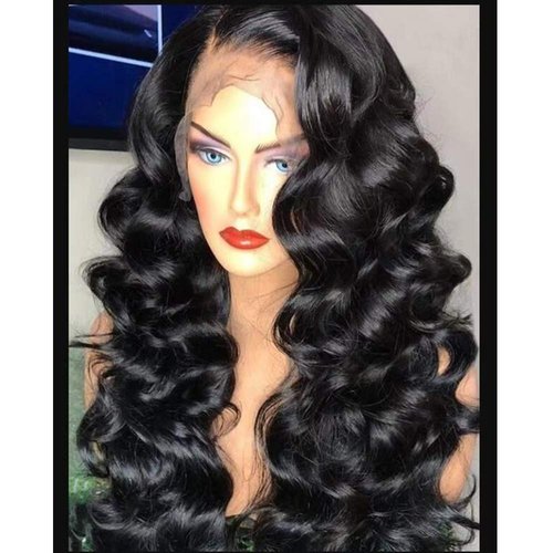 Choshim Hair Loose Wavy Synthetic Lace Front Wigs for Black Women High Density Bouncy Curly Wavy Synthetic Wig Heat Resistant Fiber Front Lace Wig Right Side Part 22 Inches