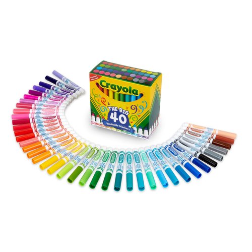 Crayola Ultra Clean Washable Markers (40ct), Coloring Markers for Kids, Coloring Book Marker Set, Stocking Stuffers for Kids, Ages 3+