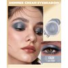 Shimmer Cream Eyeshadow, Ultra-Blendable Glitter Eye Shadow with Moisturizing Formula, Waterproof Long Lasting & Highly Pigmented, Single Creme Eyeshadow Pot Highlighter Makeup for Women-06#Sliver