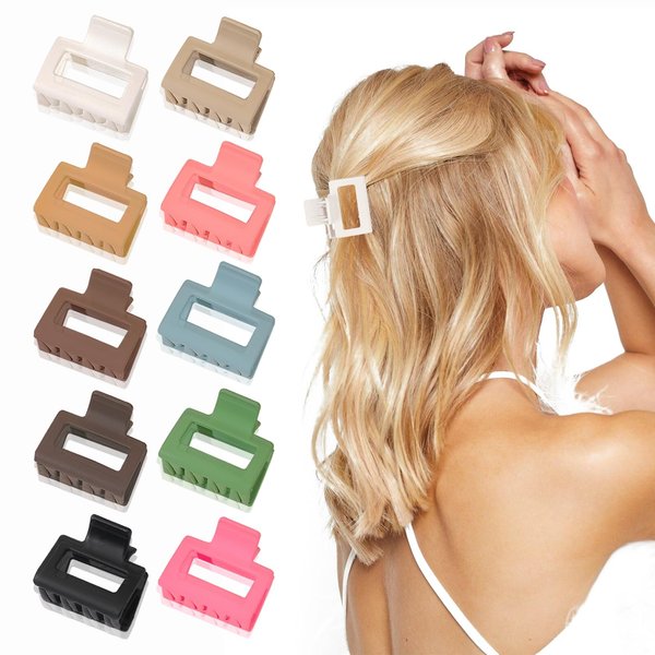 UVANKAUP Small Hair Clips, 10 PCS, 1.6 Inch Claw Clips for Thin Hair, Matte Non-slip Cute Hair Clips Rectangle Hair Jaw Clips