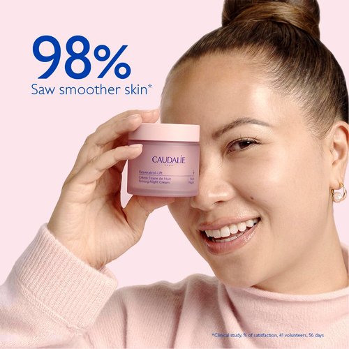 Caudalie Resveratrol-Lift Retinol Alternative Firming Night Cream Moisturizer, Refillable Jar 1.6 oz