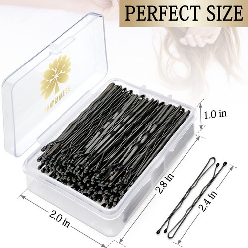 KANPRINCESS 100PCS 2.4Inch Bobby Pins Black,Pain-Free Bobby Pins for All Hair Types,Hair Pins for Women Girls,Hairpins for Buns with Box(Black)