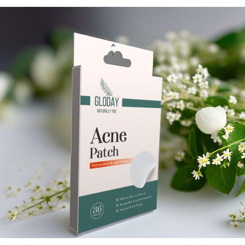 GLODAY Acne Patch Powered by Leaf Extract, Hydrocolloid, Designed to Conceal Pimples, Blemishes, Zits, and Spots. Patches for Spots on the Face and Skin (36 Patches)