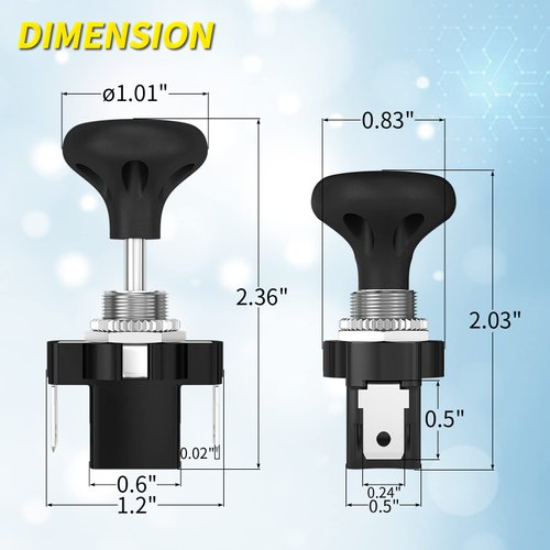 Joinfworld Golf Cart Headlight Switch Push Pull Type 12 Volt Universal Light Switch Button for Club Car, EZGO, Yamaha - 2Pcs