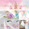 Mocsicka Unicorn Birthday Decorations Unicorn Backdrop for Girls Birthday Party 6x4ft Pastel Rainbow Unicorn Glitter Stars Dots Happy Birthday Banner Photo Booth Props