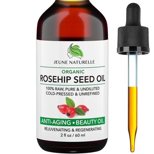 Rosehip Oil Organic, From Fruit & Seeds, Pure, Raw, Virgin, Cold Pressed, Undiluted Body Oil For Skin Care, For Hair Oil, Gua Sha, Cuticle Oil, Face Oil, Organic Rosehip Seed Oil, 2 oz
