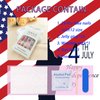 4th of July Press on Nails Long Coffin Fake Nails American Flag Stars Eagle Patriotic Design Red Full Cover Artificial Independence Day False Nails Press ons for Women Girls 24Pcs