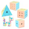 TUNJILOOL Speed Cube Set, 2x2 3x3 4x4 Pyramid Cube 24 Blocks Twisty Ruler Magic Snake Cube Smoothly Stickerless Puzzle Cube 5Pack(Macroon)