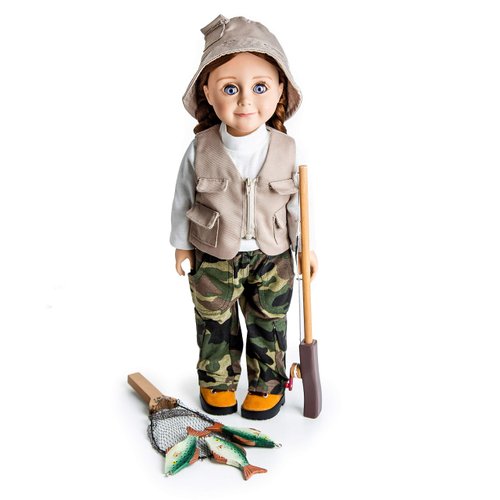The Queen's Treasures 18 Inch Doll Clothes, Accessories and Shoes, Complete 11 Piece Set - Outfit, Hiking Boots, and Fishing Gear, Compatible with American Girl Dolls