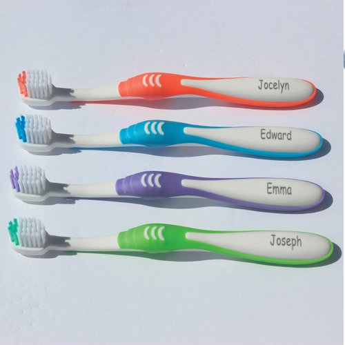 Personalized Toothbrushes PRE Teen Manual Toothbrush Age 7-12 Engraved 4 Pack - Personalized Gift