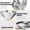 Anaeat Stainless Steel Kitchen Funnel, Multi-Use Premium Metal Food Grade Cooking Funnels with 2 Removable Strainer Filter for Transferring Liquid or Dry ingredients, Oils & 1 Pc Cleaning Brush (5.7")