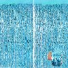 Wavy Light Blue Metallic Tinsel Foil Fringe Curtains, 2 Pack 3.3x8.3 Feet Party Streamer for Birthday Party Decorations, Halloween Decor, Foil Curtain for Bachelorette Party