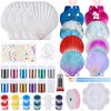 Rotatingpals 12 Pcs Sea Shell Painting Kit, Arts and Crafts Gifts, DIY Seashell Jewelry Craft Kits, Art Activity Gift for Birthday Party Jewelry Making Idea Gifts