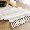 ZeeMart Farmhouse Table Runner, Rustic Table Runners 72 Inches Long, Linen Boho Table Runner, Braided Striped White Table Runner for Dining Party Holiday, 15x72 Inches, Braided Off White