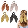 Tyqour 4Pcs Floral Hair Scarf Scrunchies Floral Hair Scarf with Long Ribbon Bow Scrunchies Boho Elastic Floral Bow Hair Ties Hair Accessories for Woman Girls