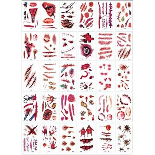 DNHCLL 30 Sheets Halloween Temporary Tattoo Stickers, Punk Style, Waterproof, Safe, Easy to Apply, Suitable for All Ages
