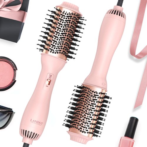 LANDOT Hair Blow Dryer Brush: One-Step Hot Air Brush with 60mm Oval Barrel - 4 in 1 HairDryer Sty...