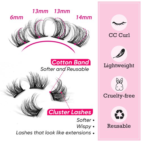 Cluster Lashes Extensions Natural Look False Eyelashes 3D Individual Lashes 15mm DIY Strip Lash Multipack