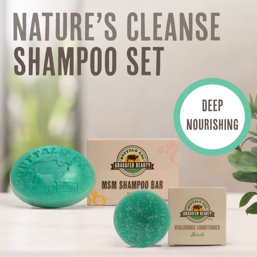 MSM Shampoo Bar + Hyaluronic Hair Conditioner Bar, Solid Bar Shampoo and Conditioner for Hair Growth, Non-Soap, For All Hair Types, Shrub, Set of 2