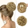 Wodelanle Claw Clip Messy Bun Hair Piece Wavy Hair Bun Curly Messy Bun Hair Piece Synthetic Tousled Updo Hair Extensions Ponytail Scrunchies Hairpieces for Women,Ash Blonde