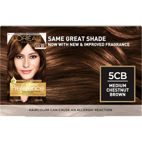 L'Oreal Paris Superior Preference Fade-Defying + Shine Permanent Hair Color, 5CB Medium Chestnut Brown, Pack of 1, Hair Dye