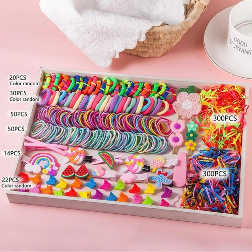 786 PCS Hair Ties Hair Bands for Women Girls Hair Accessories Gift Box Ponytail Holders Hair Elastic Band for Kids Includes Multiple Styles and Colors