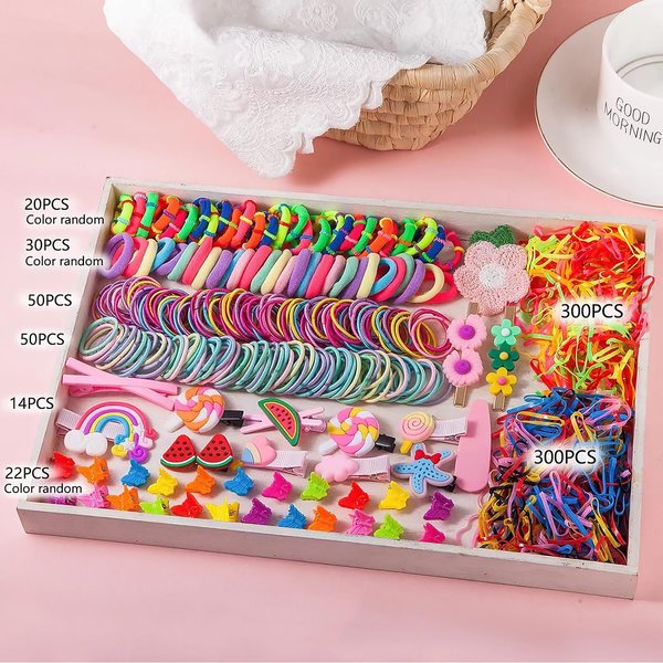 786 PCS Hair Ties Hair Bands for Women Girls Hair Accessories Gift Box Ponytail Holders Hair Elastic Band for Kids Includes Multiple Styles and Colors
