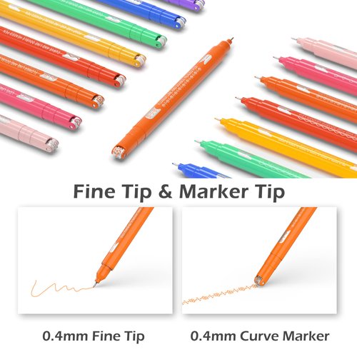 AECHY 8PCS Colored Curve Highlighter Pen Set for Note Taking, Dual Tip Pens with 5 Different Shapes & 8 Colors Fine Lines, for Kids Journaling Supplies