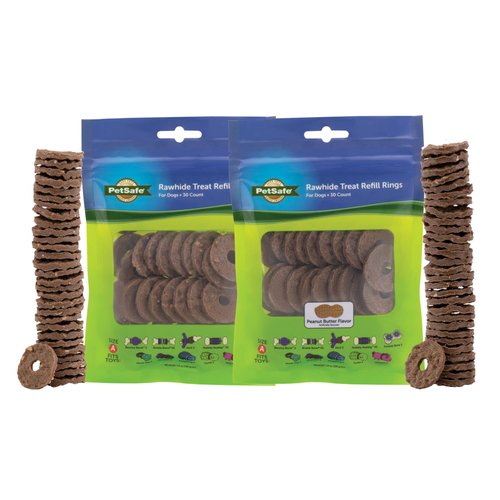 PetSafe Treat Rings for Busy Buddy Dog Toys - Easy to Digest - Interactive Toy Refills for Aggressive Chewers - Stimulating Puppy Supplies - Eases Stress - 60 Rings - Size A - Original/Peanut Butter