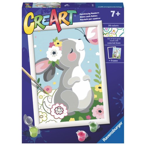 Ravensburger Beautiful Bunny Paint by Numbers Kit for Kids - 20179 - Painting Arts and Crafts for Ages 7 and Up