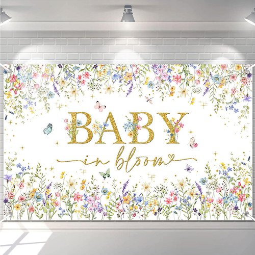 Avezano Baby in Bloom Backdrop Wildflower Baby Shower Party Decorations Watercolor Floral Baby in...