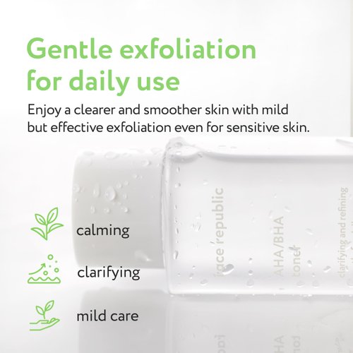 Face Republic AHA/BHA Toner 160ml 5.41 fl oz | Clarifying & Refining | Pore Care, Gentle Exfoliation | AHA BHA PHA LHA | for Oily, Sensitive Skin | Vegan Korean Skincare