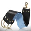 Shaving Leather Strop - Straight Razor Strop, Razor Strop With Elegant Black Leather, Riveted Brass Anchor Hooks, Blue Linen Stropping Belt For Cleaning, Knife Sharpening Strop, Keeps Your Blade Sharp