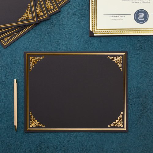 Best Paper Greetings 12-Pack Black Award Certificate Holders - Bulk Certificate Holders for Graduation, Diploma, Employee Appreciation, Certifications (fits 8.5x11)