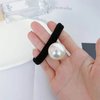 Yheakne Vintage Pearl Hair Accessory - Elastic Nylon Ponytail Holder with Ring for Women and Girls Gifts (Black B)