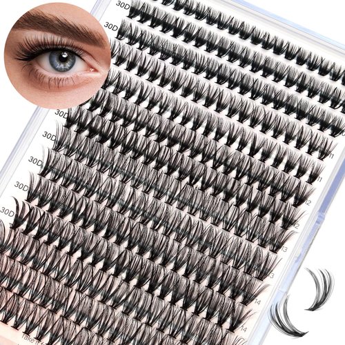 Lash Clusters 280pcs Individual Lashes Extension 9-16mm D Curl Lash Clusters 30D Faux Mink Eyelash Clusters DIY Lash Extensions Self Application At Home by ESHARP